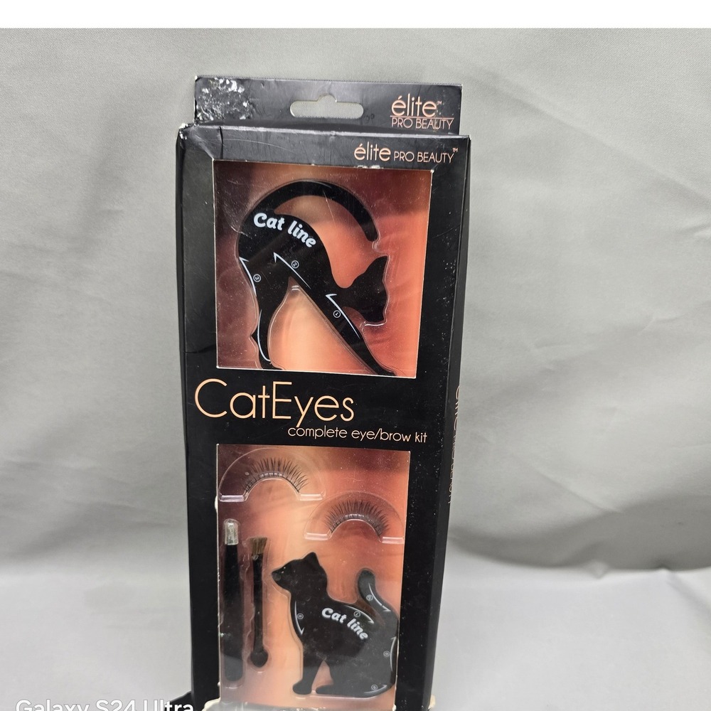 Elite Pro Beauty CatEyes Eye Brow Kit 6pc Stencil Lashes Black Good Stencils